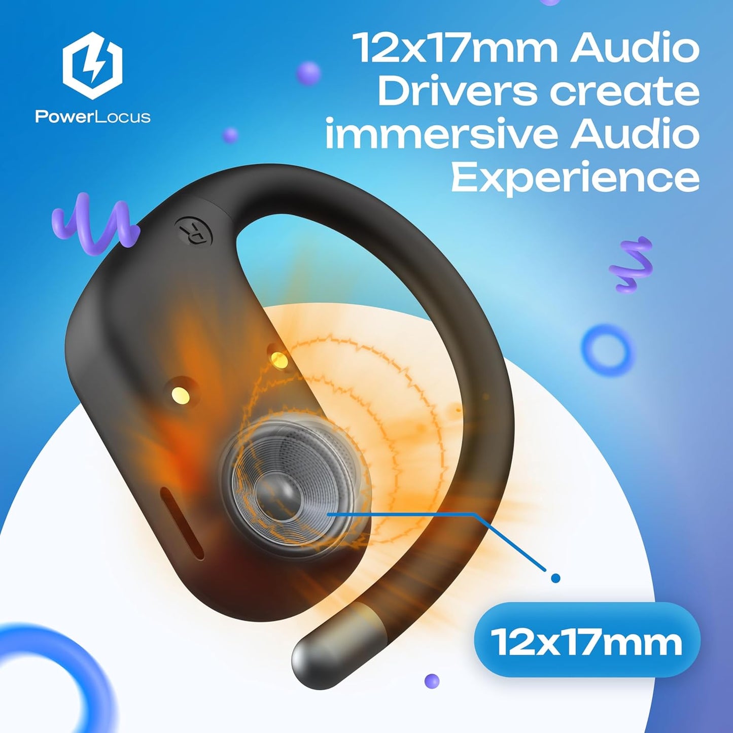 PowerLocus Jumpy Kids Open Ear Wireless Earbuds Black/Blue