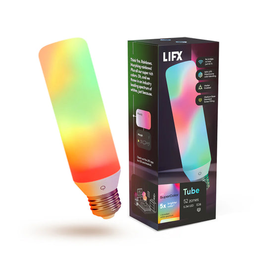 LIFX T10 Polychrome Glass Tube, E27 Edison Screw