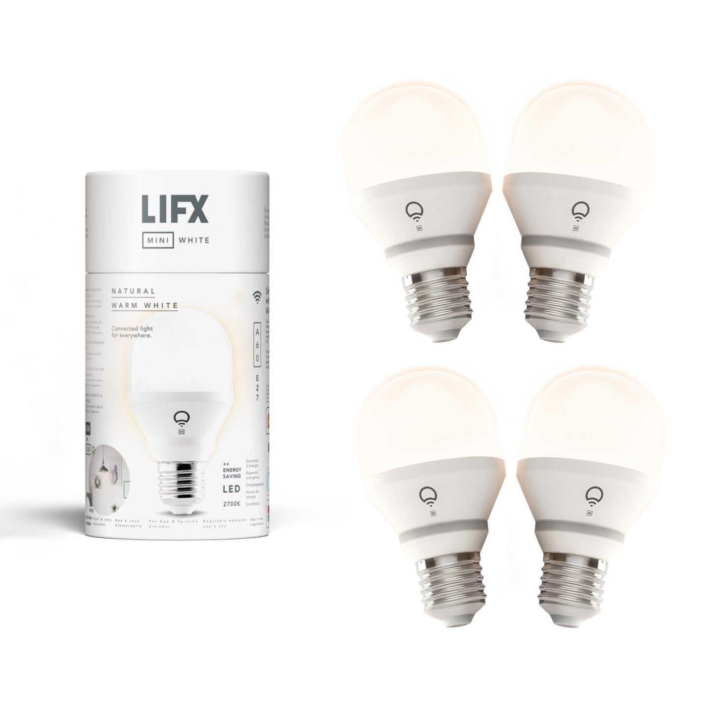 LIFX Mini White, A60, E27 Edison Screw (4 Pack)